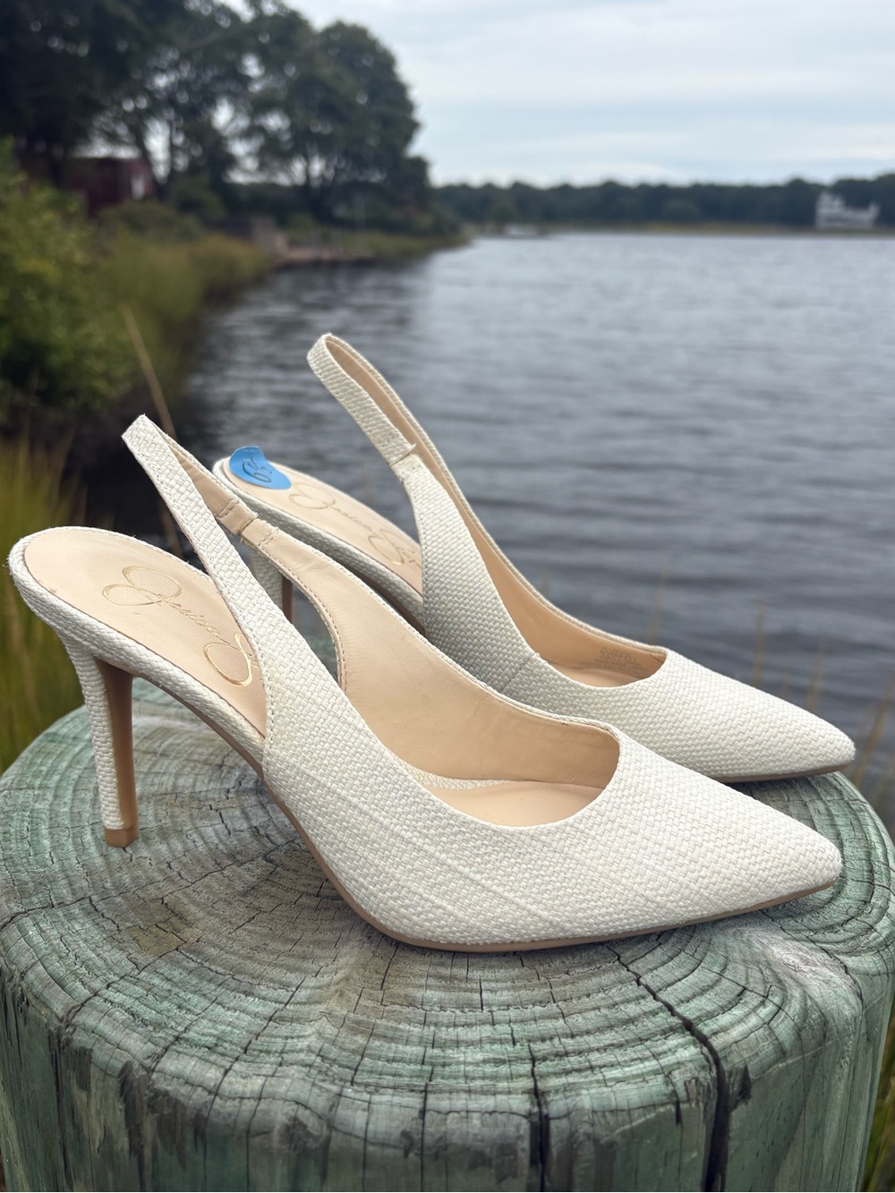 Jessica Simpson Slingback Pointed-Toe Heels Cream Size 6.5 NWT